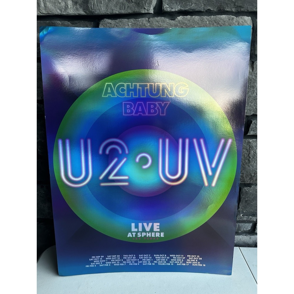 U2 Achtung Baby Live At The Sphere Las Vegas 2023 Foil Concert Poster 18" x 24"